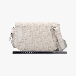 Pre-owned Christian Dior Saddle White Jacquard × Leather  shoulderbag | stylenewstar