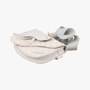 Pre-owned Christian Dior Saddle White Jacquard × Leather  shoulderbag | stylenewstar