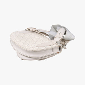 Pre-owned Christian Dior Saddle White Jacquard × Leather  shoulderbag | stylenewstar