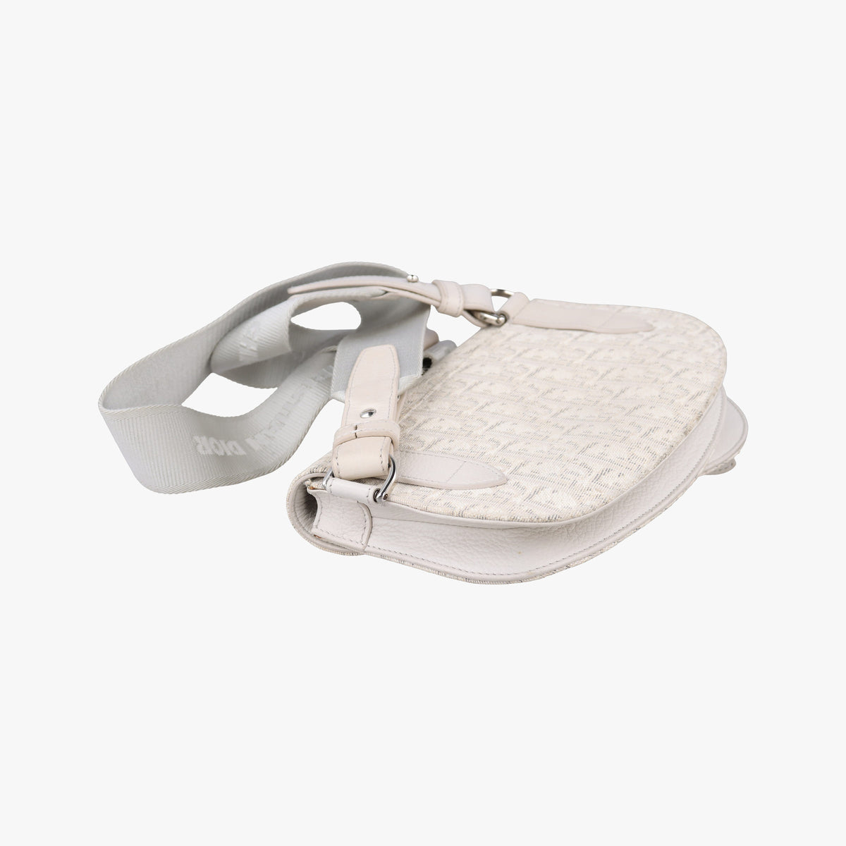 Pre-owned Christian Dior Saddle White Jacquard × Leather  shoulderbag | stylenewstar