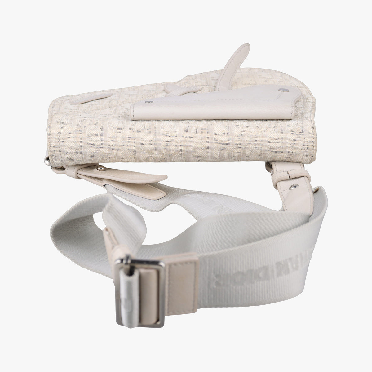 Pre-owned Christian Dior Saddle White Jacquard × Leather  shoulderbag | stylenewstar