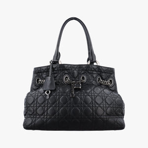 Pre-owned Christian Dior Cannage stitching Black Lambskin  handbag | stylenewstar