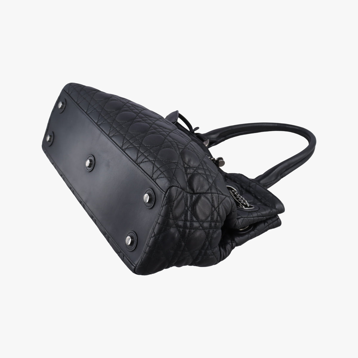 Pre-owned Christian Dior Cannage stitching Black Lambskin  handbag | stylenewstar
