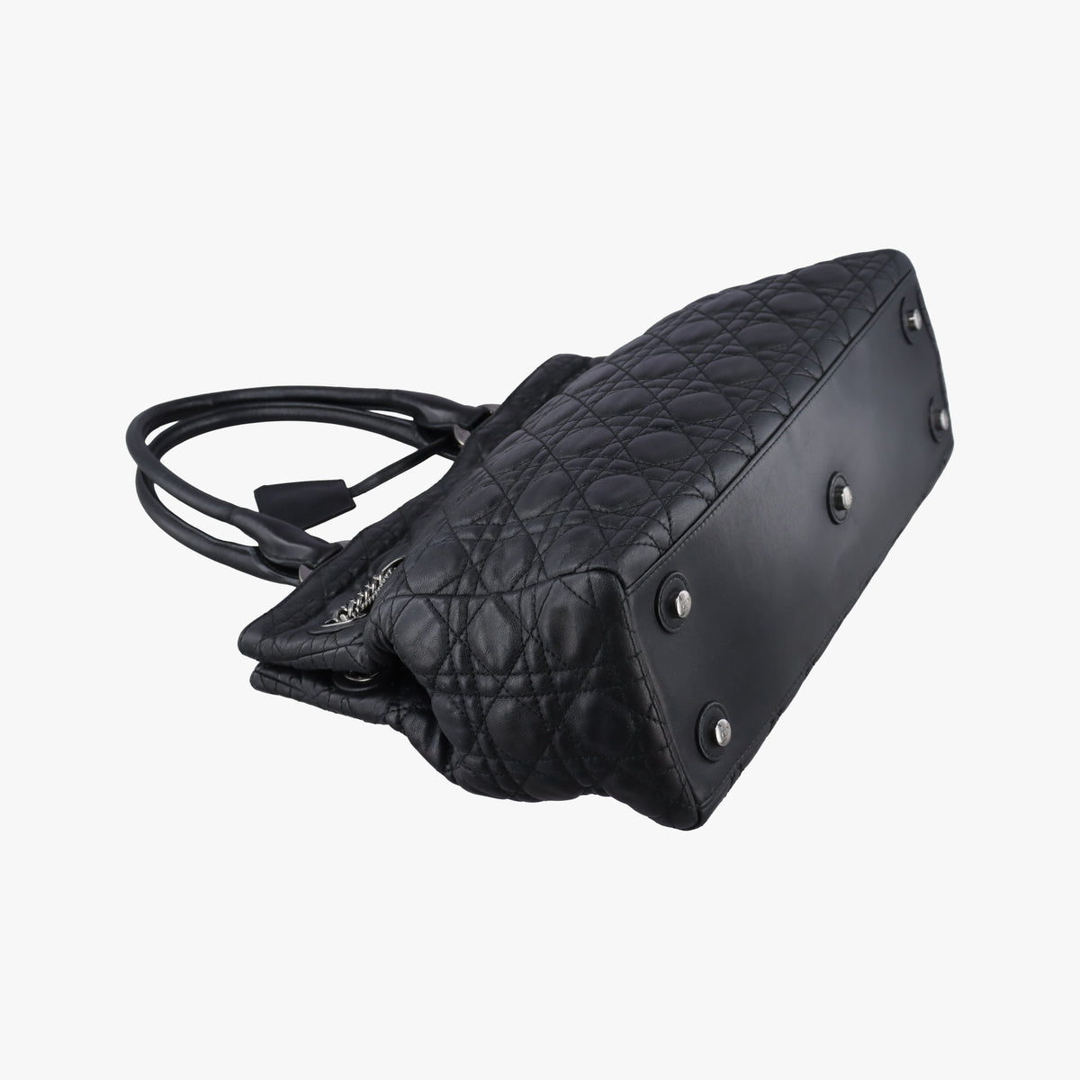 Pre-owned Christian Dior Cannage stitching Black Lambskin  handbag | stylenewstar