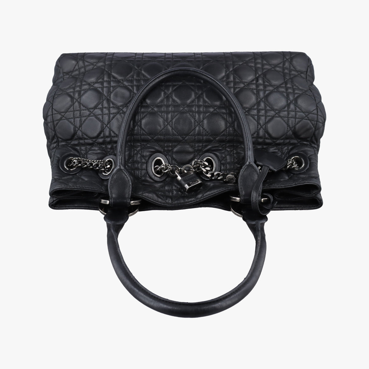 Pre-owned Christian Dior Cannage stitching Black Lambskin  handbag | stylenewstar