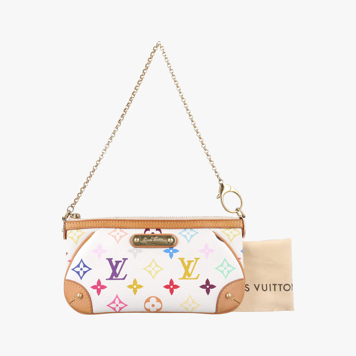 Pre-owned Louis Vuitton Pochette Mira MM Pouch white Monogram Multicolor M60096 handbag | stylenewstar