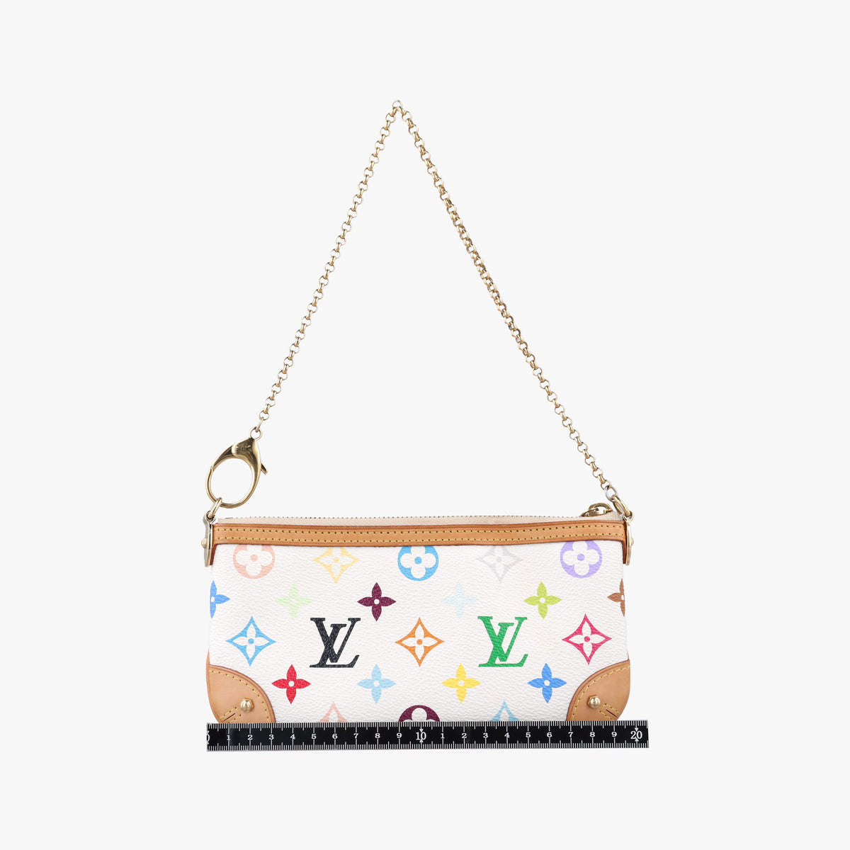 Pre-owned Louis Vuitton Pochette Mira MM Pouch white Monogram Multicolor M60096 handbag | stylenewstar