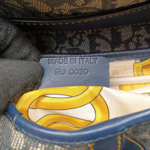 Pre-owned Christian Dior Saddle Navy jacquard×Leather  shoulderbag | stylenewstar