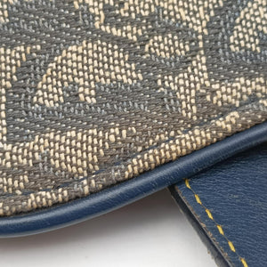 Pre-owned Christian Dior Saddle Navy jacquard×Leather  shoulderbag | stylenewstar