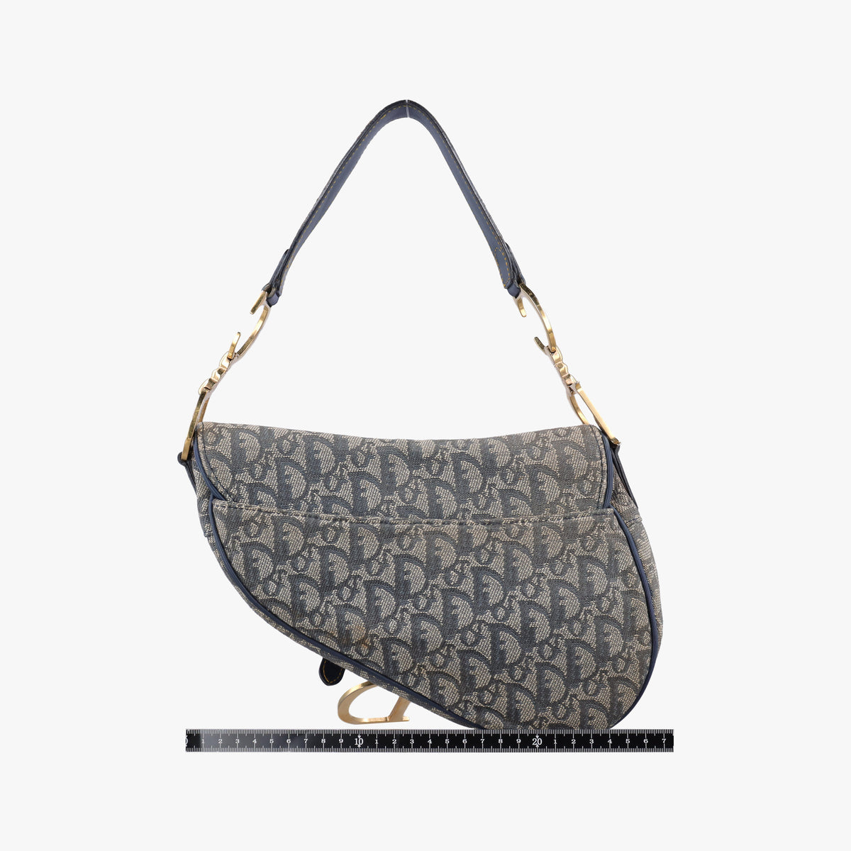 Pre-owned Christian Dior Saddle Navy jacquard×Leather  shoulderbag | stylenewstar