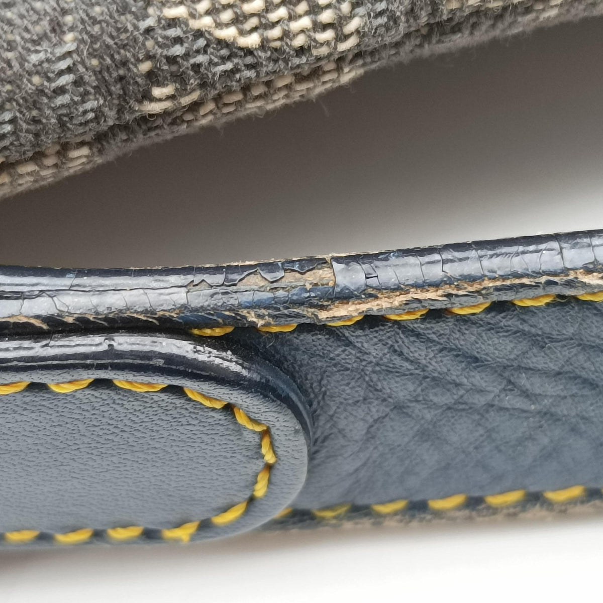 Pre-owned Christian Dior Saddle Navy jacquard×Leather  shoulderbag | stylenewstar