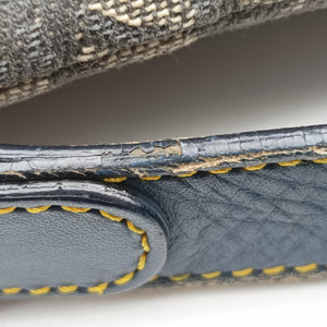 Pre-owned Christian Dior Saddle Navy jacquard×Leather  shoulderbag | stylenewstar