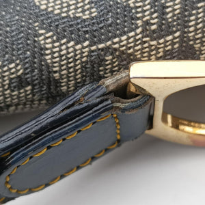 Pre-owned Christian Dior Saddle Navy jacquard×Leather  shoulderbag | stylenewstar
