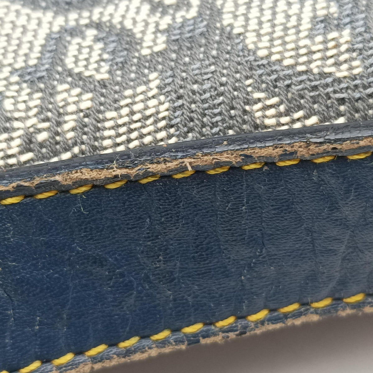 Pre-owned Christian Dior Saddle Navy jacquard×Leather  shoulderbag | stylenewstar