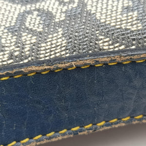 Pre-owned Christian Dior Saddle Navy jacquard×Leather  shoulderbag | stylenewstar