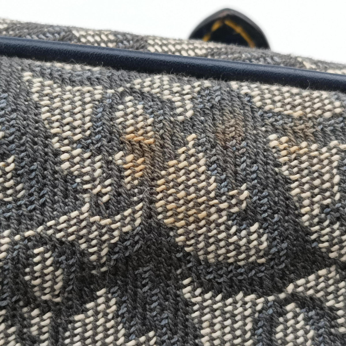 Pre-owned Christian Dior Saddle Navy jacquard×Leather  shoulderbag | stylenewstar