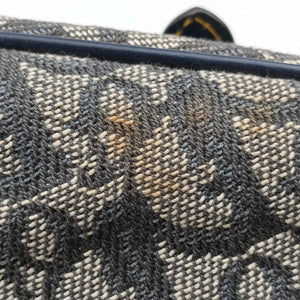 Pre-owned Christian Dior Saddle Navy jacquard×Leather  shoulderbag | stylenewstar