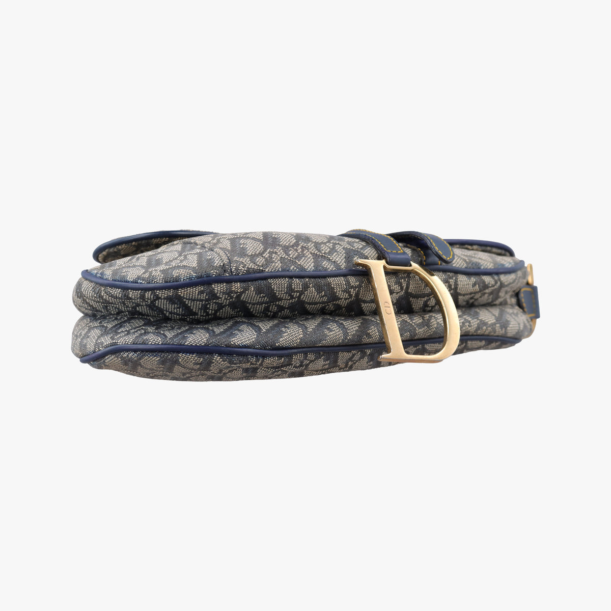 Pre-owned Christian Dior Saddle Navy jacquard×Leather  shoulderbag | stylenewstar