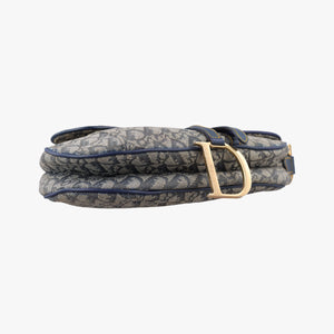 Pre-owned Christian Dior Saddle Navy jacquard×Leather  shoulderbag | stylenewstar