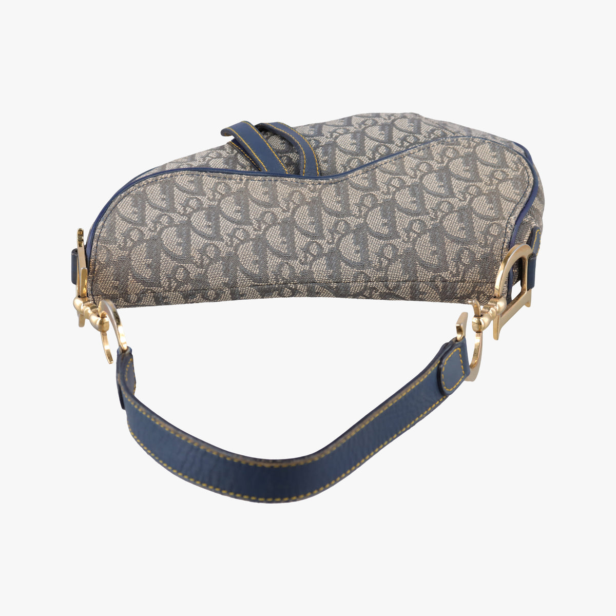 Pre-owned Christian Dior Saddle Navy jacquard×Leather  shoulderbag | stylenewstar
