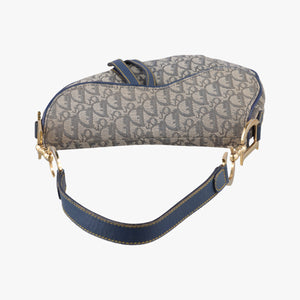 Pre-owned Christian Dior Saddle Navy jacquard×Leather  shoulderbag | stylenewstar