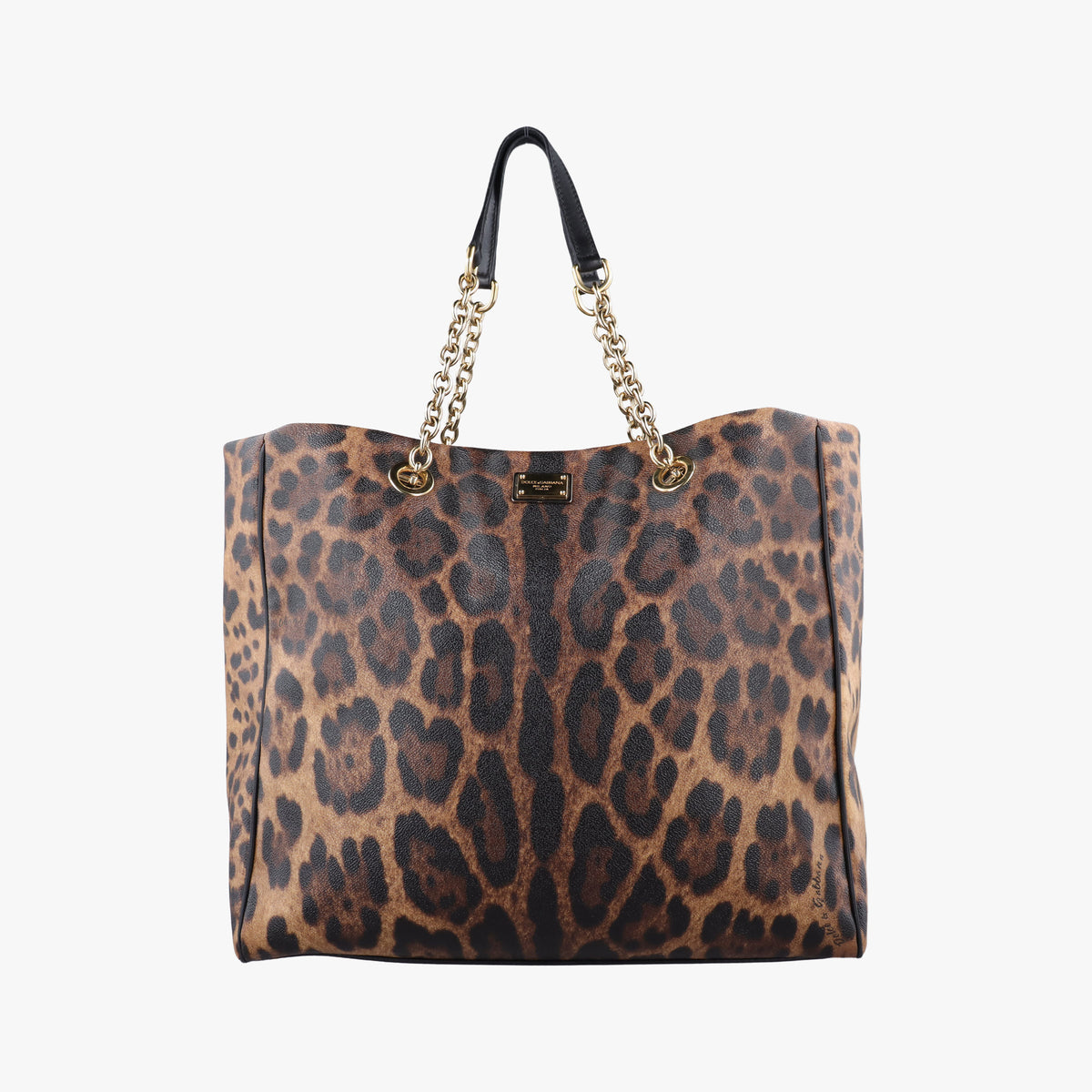 Secondhand Dolce & Gabbana Leopard Print Tote Brown Leather  shoulderbag | stylenewstar