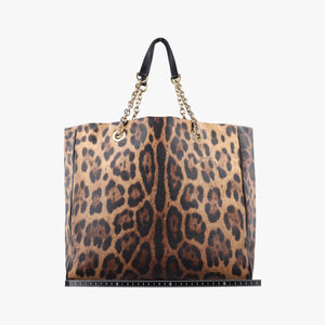 Secondhand Dolce & Gabbana Leopard Print Tote Brown Leather  shoulderbag | stylenewstar