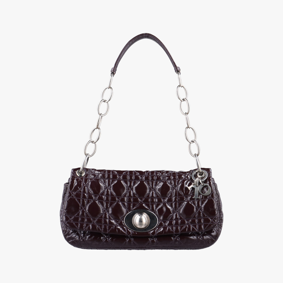 Pre-owned Christian Dior Rendezvous Purple Patent  shoulderbag | stylenewstar