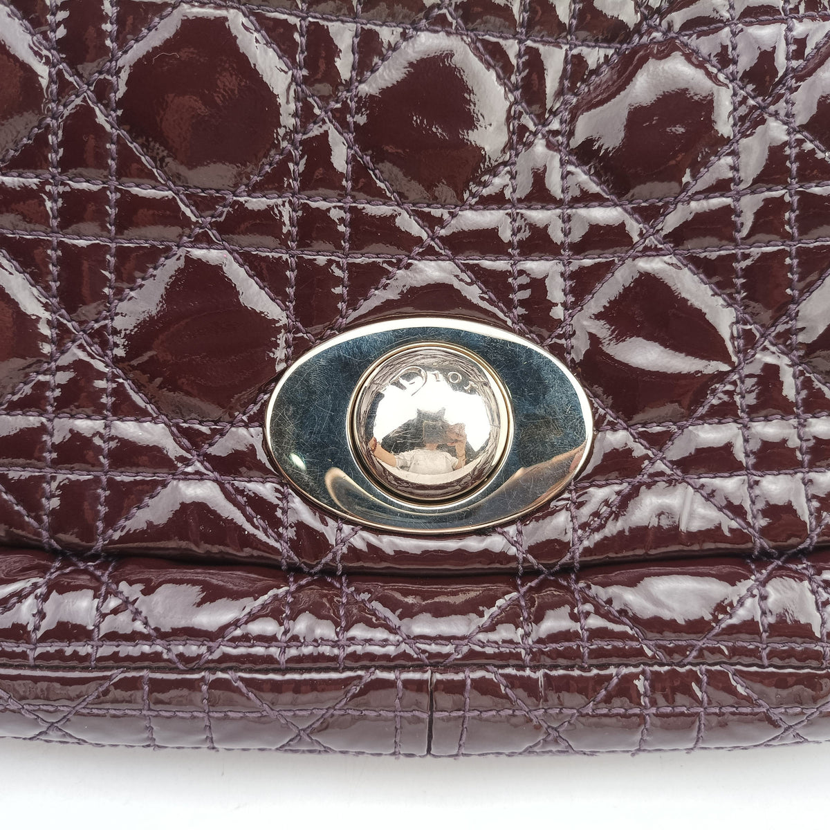 Pre-owned Christian Dior Rendezvous Purple Patent  shoulderbag | stylenewstar
