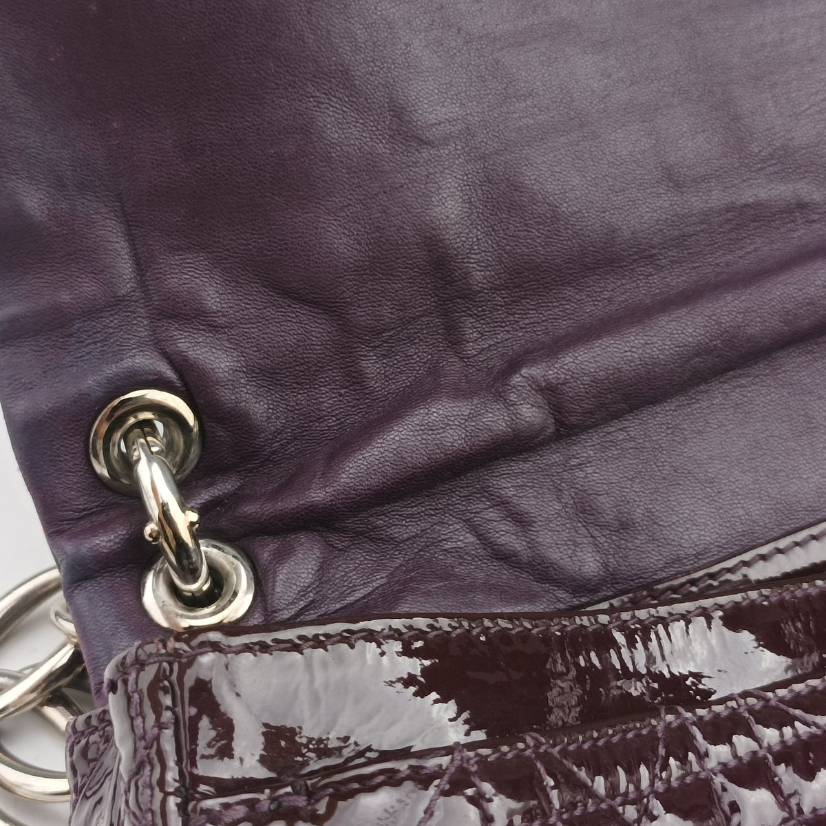 Pre-owned Christian Dior Rendezvous Purple Patent  shoulderbag | stylenewstar