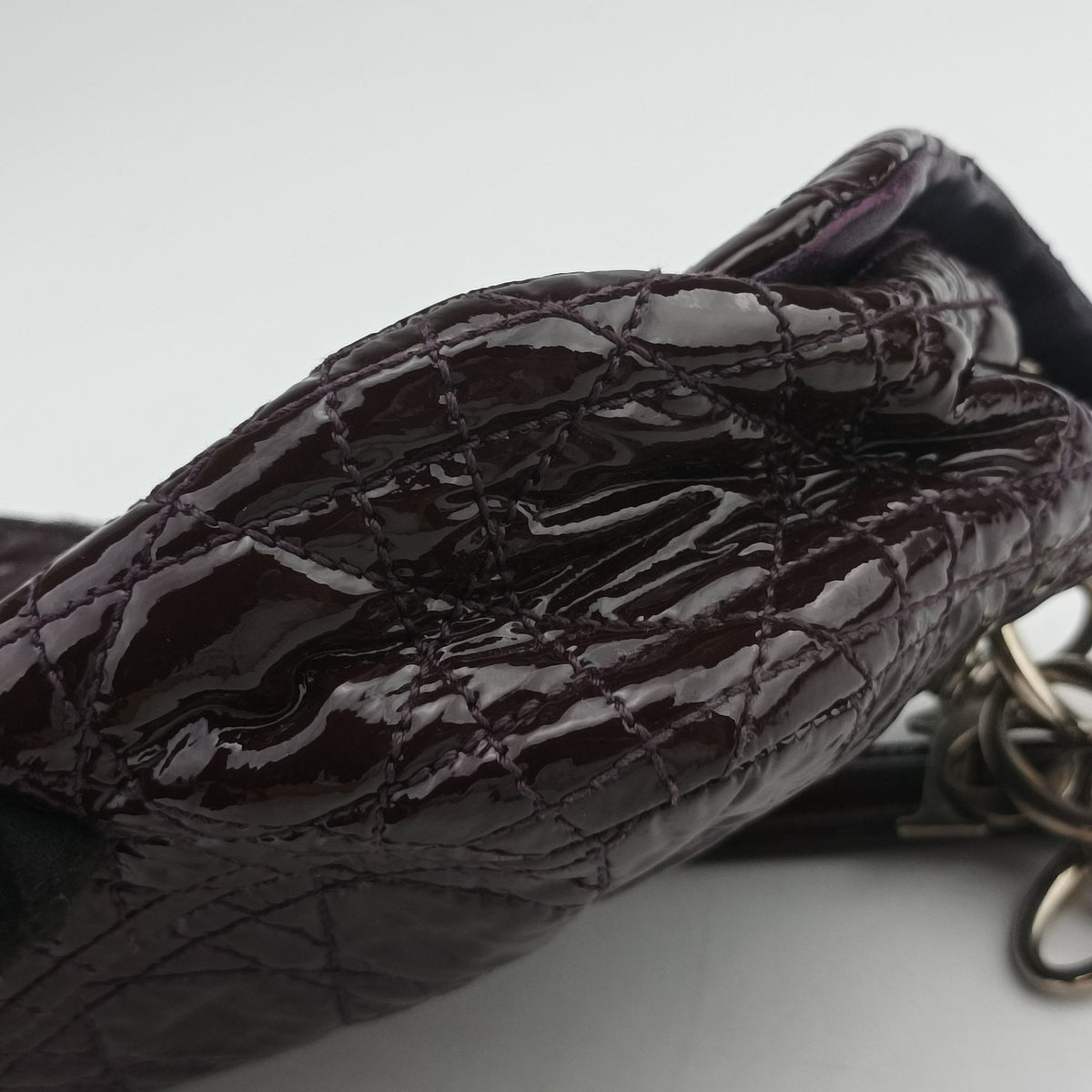 Pre-owned Christian Dior Rendezvous Purple Patent  shoulderbag | stylenewstar
