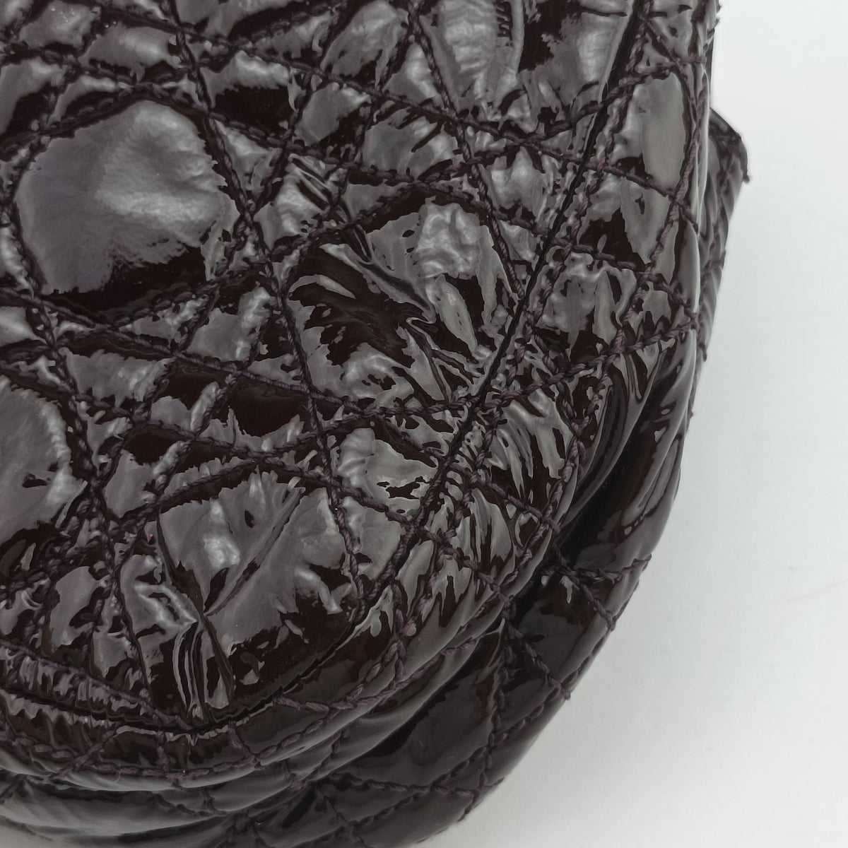 Pre-owned Christian Dior Rendezvous Purple Patent  shoulderbag | stylenewstar