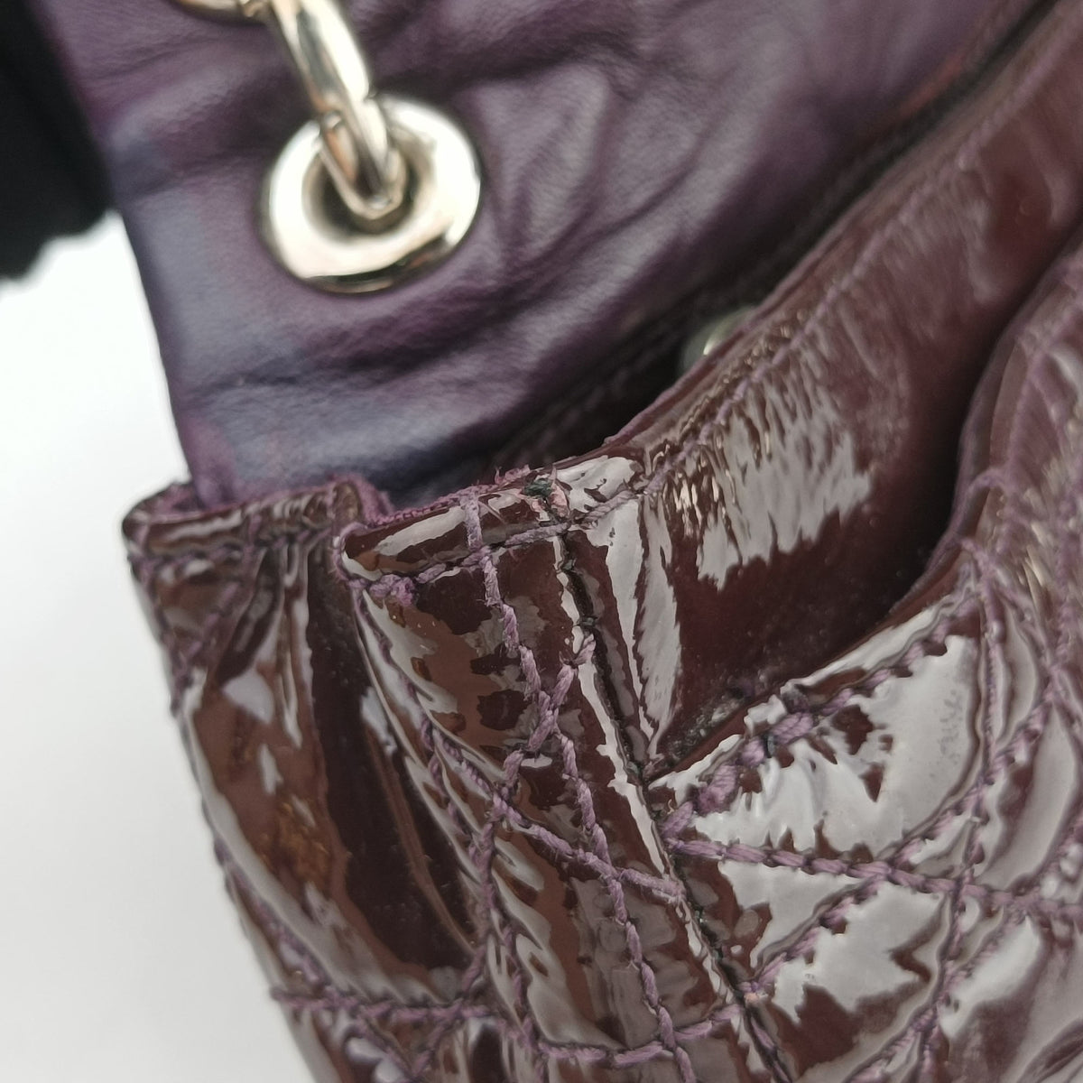 Pre-owned Christian Dior Rendezvous Purple Patent  shoulderbag | stylenewstar