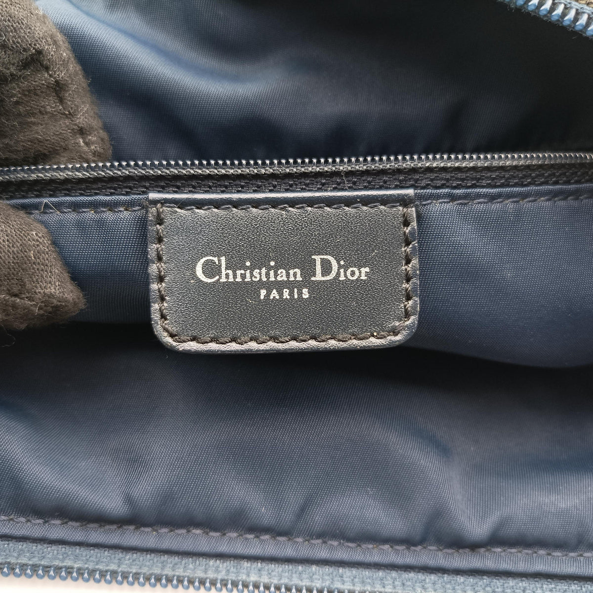 Pre-owned Christian Dior Trotter Navy Jacquard  shoulderbag | stylenewstar