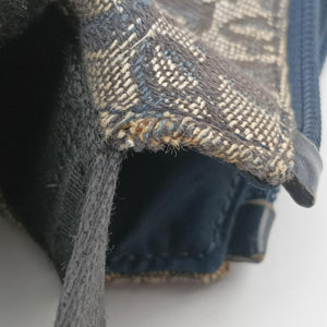 Pre-owned Christian Dior Trotter Navy Jacquard  shoulderbag | stylenewstar