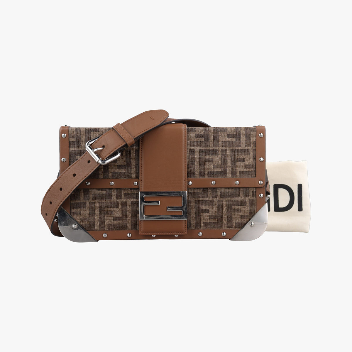 Pre-owned Fendi Zucca Trunk Brown PVC Coated Canvas × Leather 7VA498 shoulderbag | stylenewstar