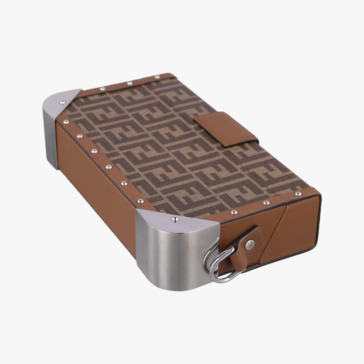 Pre-owned Fendi Zucca Trunk Brown PVC Coated Canvas × Leather 7VA498 shoulderbag | stylenewstar