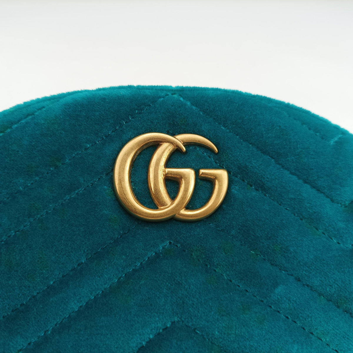 Pre-owned Gucci GG Marmont Blue velour 476434 bum bag/waist bag | stylenewstar