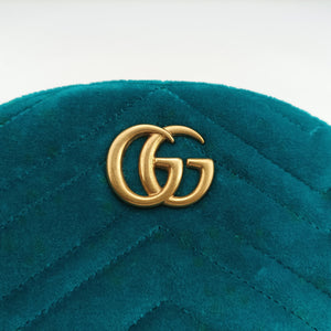 Pre-owned Gucci GG Marmont Blue velour 476434 bum bag/waist bag | stylenewstar