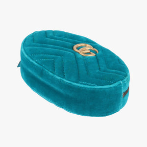 Pre-owned Gucci GG Marmont Blue velour 476434 bum bag/waist bag | stylenewstar
