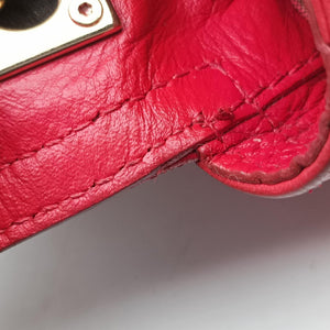 Pre-owned Fendi Baguette Chain Flap Red Leather 8BT129 shoulderbag | stylenewstar