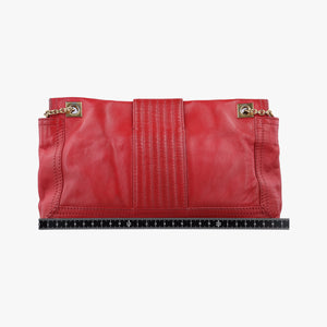 Pre-owned Fendi Baguette Chain Flap Red Leather 8BT129 shoulderbag | stylenewstar