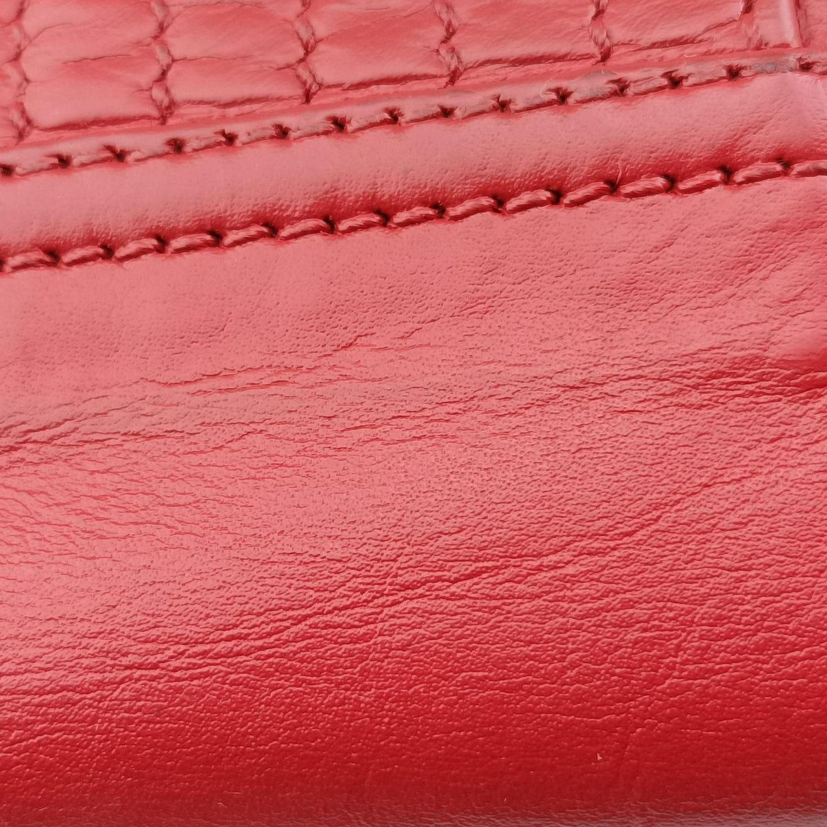 Pre-owned Fendi Baguette Chain Flap Red Leather 8BT129 shoulderbag | stylenewstar