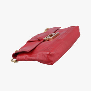 Pre-owned Fendi Baguette Chain Flap Red Leather 8BT129 shoulderbag | stylenewstar