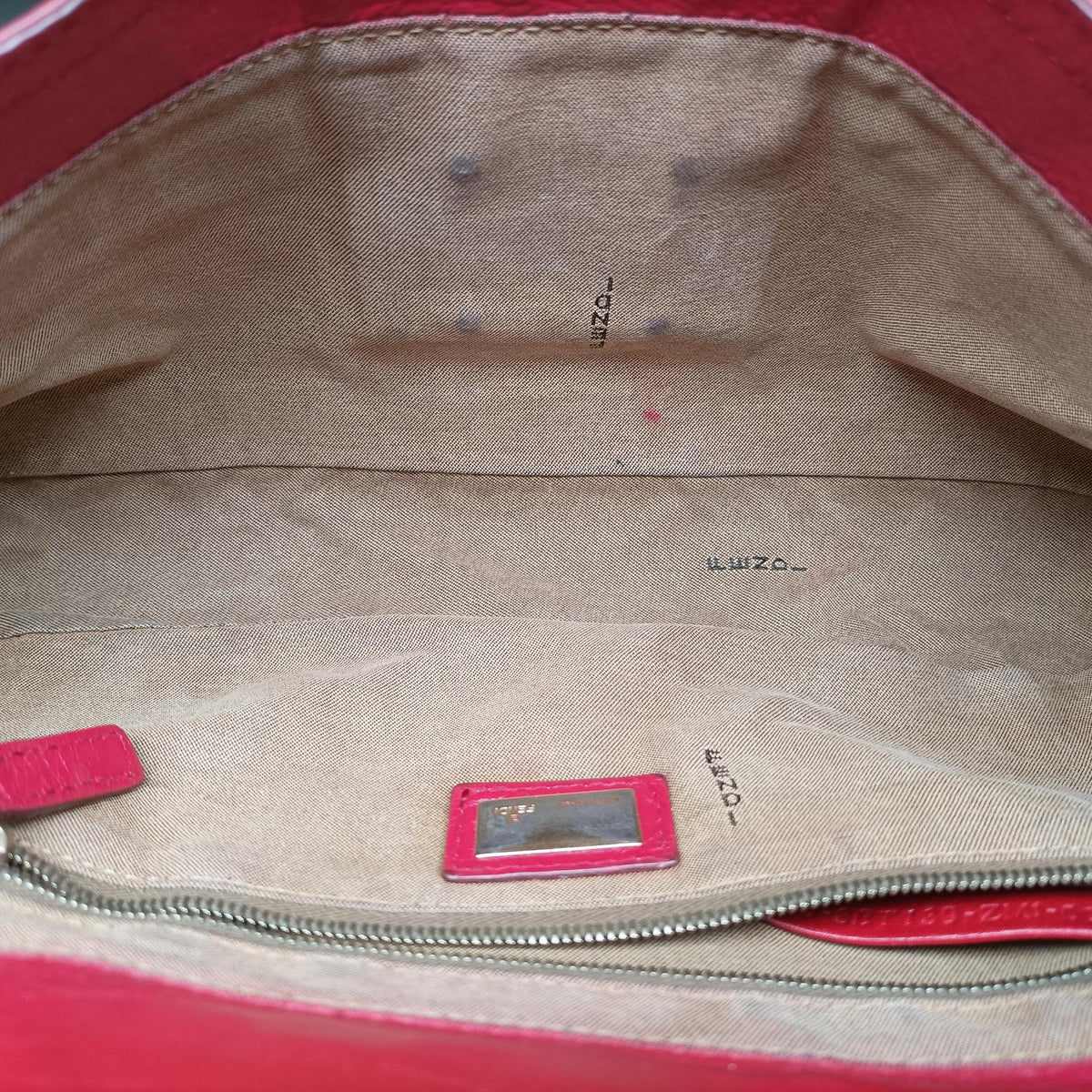 Pre-owned Fendi Baguette Chain Flap Red Leather 8BT129 shoulderbag | stylenewstar