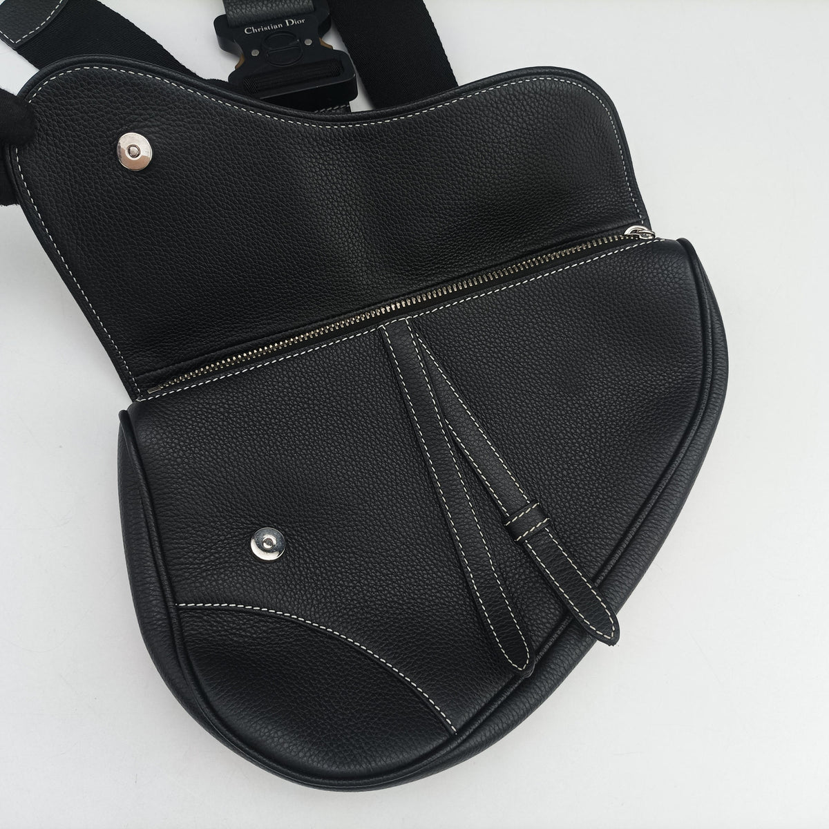 Pre-owned Christian Dior saddle Black Leather  bum bag/waist bag | stylenewstar