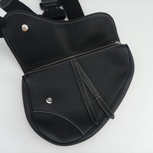 Pre-owned Christian Dior saddle Black Leather  bum bag/waist bag | stylenewstar
