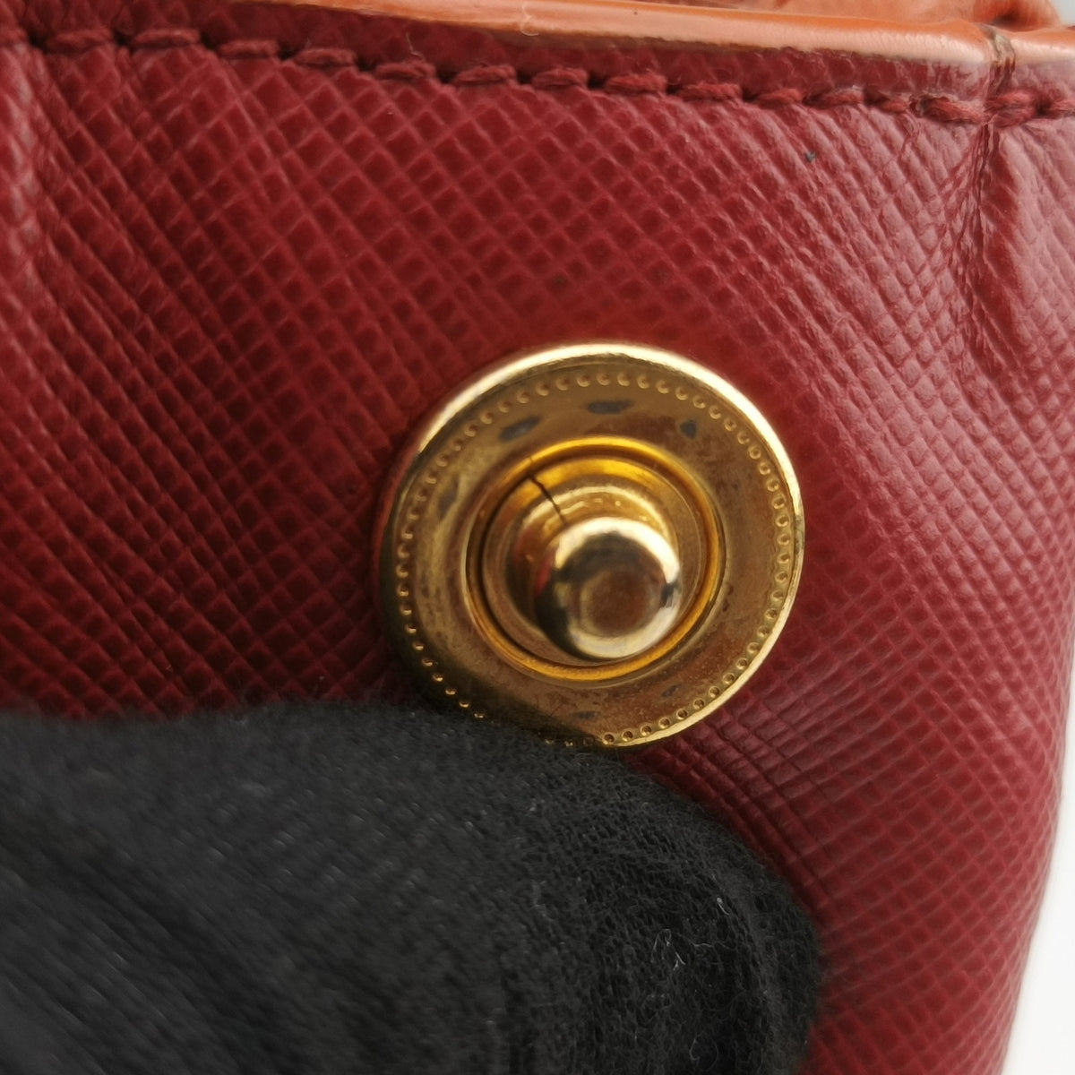 Pre-owned Prada Galleria Orange×red SAFFIANO Leather BN1844 shoulderbag | stylenewstar
