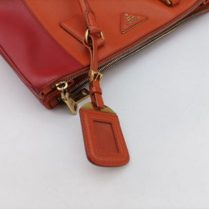 Pre-owned Prada Galleria Orange×red SAFFIANO Leather BN1844 shoulderbag | stylenewstar