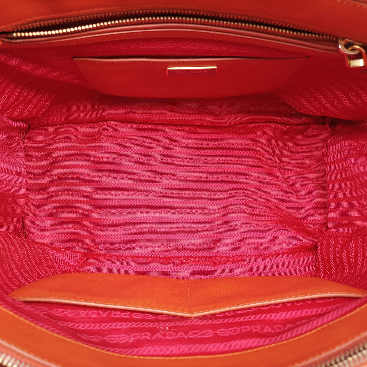 Pre-owned Prada Galleria Orange×red SAFFIANO Leather BN1844 shoulderbag | stylenewstar